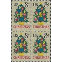 #1508 8c Needlepoint Christmas Tree Block/4 1973 Mint NH