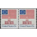 #1625 13c Flag over Independence Hall Coil Pair 1975 Mint NH