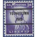 #1035 3c Statue of Liberty  1954 Used Precancel YOUNGSTOWN OHIO