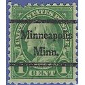 # 581 1c George Washington 1923 Used Precancel Minneapolis Minn. Fault