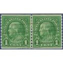 # 597 1c Benjamin Franklin Coil Pair 1923 Used