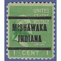 # 804 1c Presidential Issue George Washington 1938 Precancel MISHAWAKA INDIANA