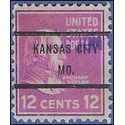 # 817 12c Presidential Issue Zachary Taylor 1938 Used Precancel Kansas City MO.