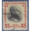 # 834 $5.00 Presidential Issue Calvin Coolidge 1938 Used Creases