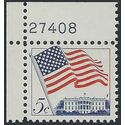 #1208 5c American Flag over White House P# 1963 Mint NH