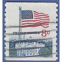#1338g 8c Flag over White House Coil Single 1971 Used