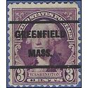 # 720 3c George Washington 1932 Used Precancel GREENFIELD MASS.
