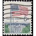 #1338 6c Flag and White House 1968 Used