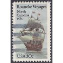 #2093 20c Roanoke Voyages 1984 Used