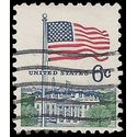 #1338 6c Flag and White House 1968 Used