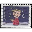 #5021 (49c Forever) Charlie Brown Holding Christmas Tree Booklet Single 2015 Used