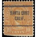 # 642 10c James Monroe 1927 Used Precancel Santa Cruz Ca