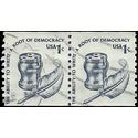 #1811 1c Americana Issue Inkwell and Quill Coil Pair 1980 Used