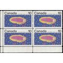 Canada # 529 1970 Used Corner Block of 4