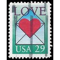 #2618 29c Love Heart in Envelope 1992 Used