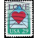 #2618 29c Love Heart in Envelope 1992 Used