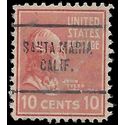 # 815 10c Presidential Issue John Tyler 1938 Used Precancel Santa Maria Calif.