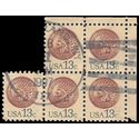 #1734 13c Indian Head Penny 1978 Used Block of 5