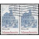 #2341 22c Constitution Bicentennial-Massachusetts 1988 Used Attached Pair