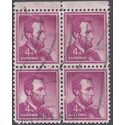 #1036 4c Liberty Issue Abraham Lincoln Block of 4 1958 Used