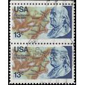 #1690 13c Benjamin Franklin Attached Pair 1976 Used  CDS