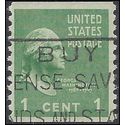 # 839 1c Presidential Issue George Washington Coil Single 1939 Used