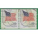 #1618c 15c Fort McHenry Flag Coil Pair 1978 Used