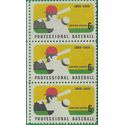 #1381 6c 100th Anniv. Professional Baseball Strip of 3 1969 Used