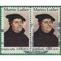 #2065 20c Martin Luther 1983 Used Attached Pair