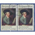#1553 10c American Arts Benjamin West 1975 Used Attached Pair