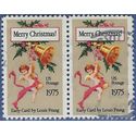 #1580c 10c Christmas Card, by Louis Prang 10.9 Perf 1975 Used Attached Pair