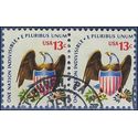 #1596 13c Americana Issue - Eagle and Shield 1975 Used Pair