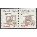 #2255 7.6c Carreta 1770s Nonprofit Coil Pair 1988 Mint NH