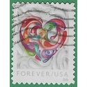 #5036 (49c Forever) Quilled Paper Heart 2016 Used