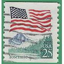#2280 25c Flag over Yosemite PNC Single #7 1988 Used