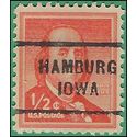 #1030 1/2c Liberty Issue Benjamin Franklin 1958 Used Precancel Hamburg Iowa