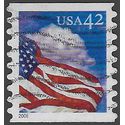 #4243 42c American Flags Flag at Midday Coil Single 2008 Used