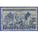 #1010 3c 175th Anniversary Arrival Marquis de Lafayette 1952 Used