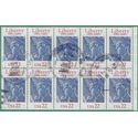 #2224 22c 100th Anniversary Statue of Liberty 1986 Used Block of 10