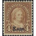 # 662 4c Martha Washington Kansas Overprint 1929 Mint HR