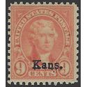# 667 9c Thomas Jefferson Kansas Overprint 1929 Mint LH