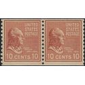 # 847 10c Presidential Issue John Tyler Coil Pair 1939 Mint NH