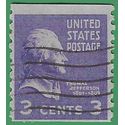 # 842 3c Presidential Issue Thomas Jefferson Coil Single 1939 Used