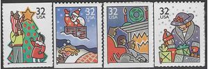 #3113-3116 32c Holiday Shopping Cpl Set/4 Singles 1996 Mint NH