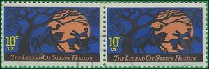 #1548 10c American Folklore Legend of Sleepy Hollow 1974 Used Attached Pair