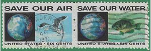 #1412-1413 6c Anti-Pollution Attached Pair 1970 Used