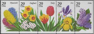 #2760-2764 29c Garden Flowers Booklet Pane of 5 1993 Mint NH