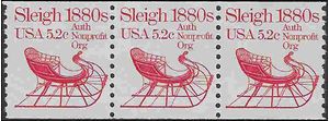 #1900 5.2c Sleigh 1880s Coil Strip/3 1983 Mint NH