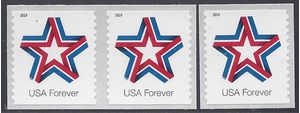 #5362 (55c Forever) Star Ribbon Coil Single and Pair Set 2019 Mint NH