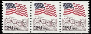 #2523 29c Flag over Mt Rushmore PNC/3 #2 1991 Mint NH